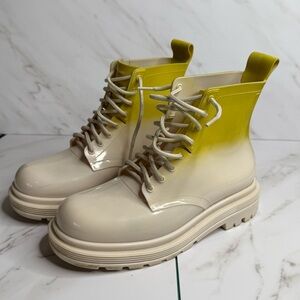 Melissa Coturno Jelly Combat Boots Yellow Ombre